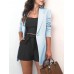 Women Solid Korean Business Style Simple V  Neck Button Cardigan