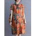 Cottagecore Letter Plaid Print Pocket Cotton Lapel Midi Dress