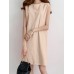 Solid H  Shaped Cotton Sleeveless Round Neck Casual Midi Dress